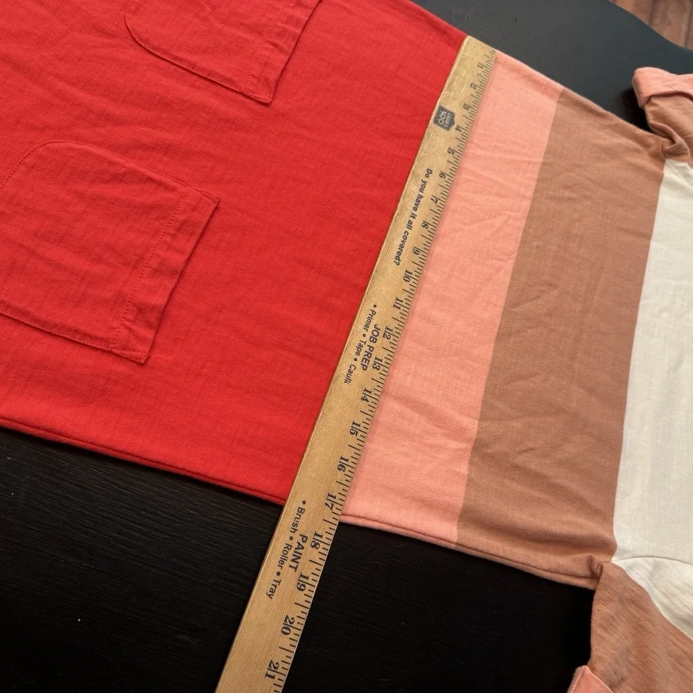 J. Crew Colorblock T Shirt Dress‎ Pockets Red Pink 100% Cotton Size XS